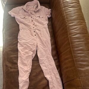 Outerknown Light Pink Button-Up Jumpsuit